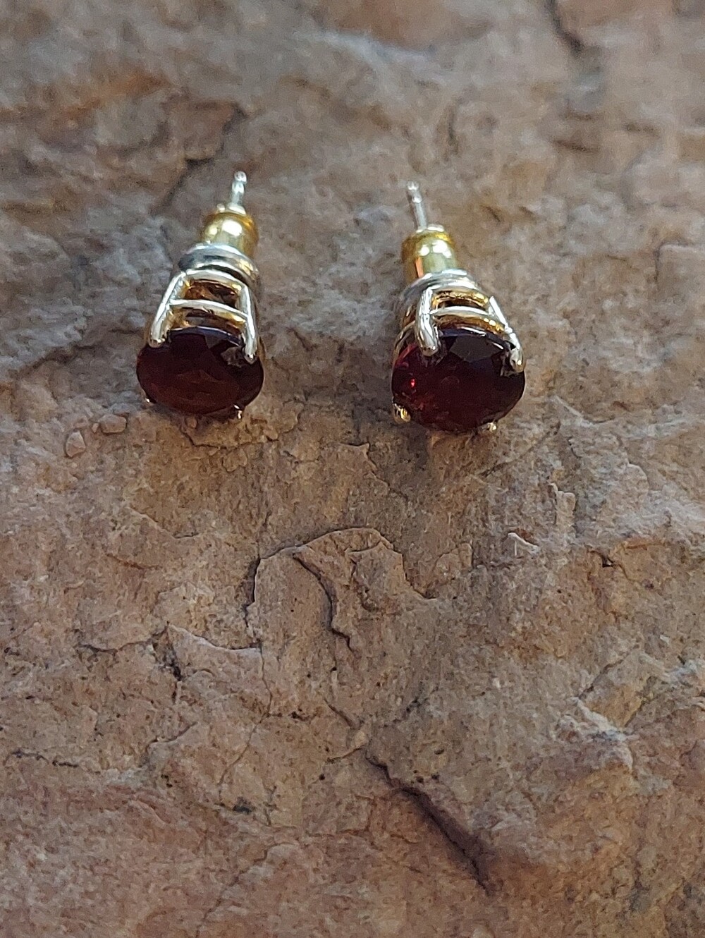 14k Red Garnet Studs View 3